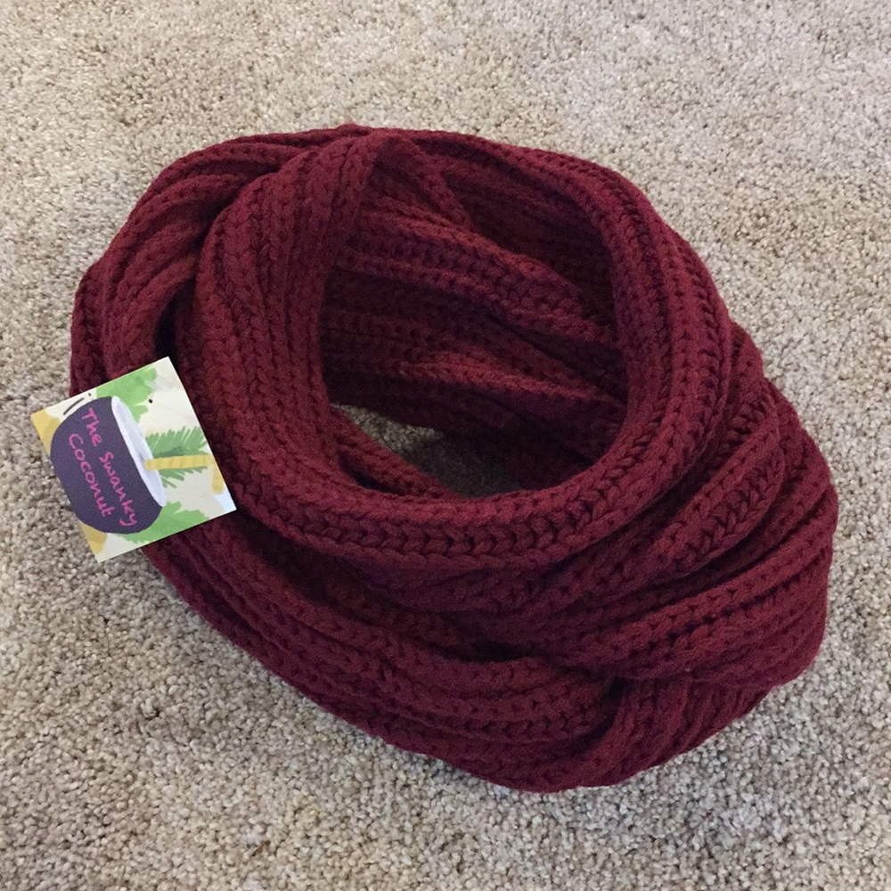 Burgundy Chunky Braid Infinity Scarf